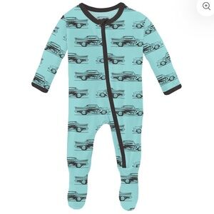 Kickee Pants Print Footie With Zipper Summer Sky Hot Rod Size 0-3 months